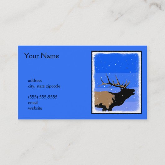Bugling Elk im Winter - Original Wildlife Art Visitenkarte (Vorderseite)