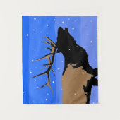 Bugling Elk im Winter - Original Wildlife Art Wandteppich (Vorderseite)