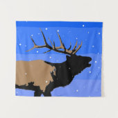 Bugling Elk im Winter - Original Wildlife Art Wandteppich (Vorderseite (Horizontal))