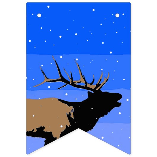Bugling Elk im Winter - Original Wildlife Art Wimpelkette (Erste Fahne)