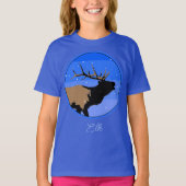 Bugling Elk in Winter - Original Wildlife Art T-S T-Shirt (Vorderseite)