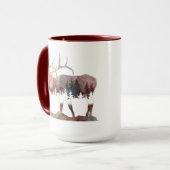 Bugling multicolor Aquarell Elche Silhouette Tasse (Vorderseite Links)