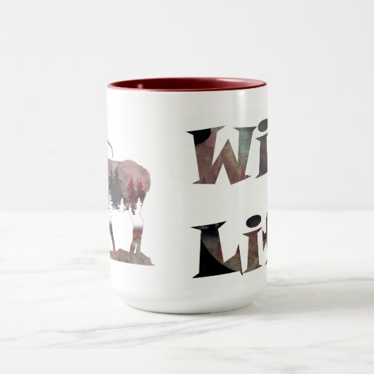 Bugling multicolor Aquarell Elche Silhouette Tasse (Zentrum)