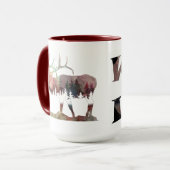 Bugling multicolor Aquarell Elche Silhouette Tasse (Vorderseite Links)