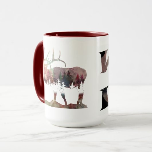 Bugling multicolor Aquarell Elche Silhouette Tasse (Vorderseite Links)