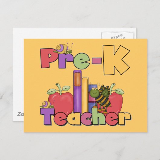 Bugs and Apples Pre-K Teacher Postkarte (Vorne/Hinten)