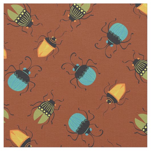 Bugs Beetles Mitte Jahrhundert Mod Niedlich Stoff (Nahaufnahme)