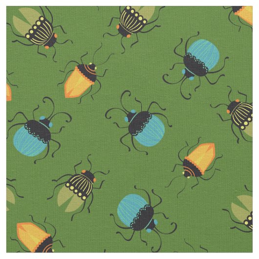 Bugs Beetles Mitte Jahrhundert Mod Niedlich Stoff (Nahaufnahme)