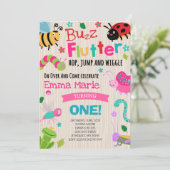 Bugs Birthday Invitation Girl Pink Bugs Party Einladung (Stehend Vorderseite)