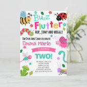 Bugs Birthday Invitation Girl Pink Bugs Party Einladung (Stehend Vorderseite)