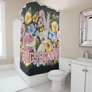 BUGS BUNNY™ Blumenstickerei Grafik Duschvorhang