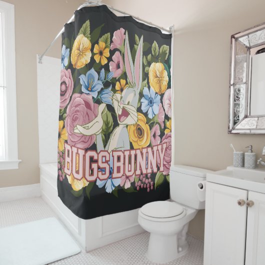 BUGS BUNNY™ Blumenstickerei Grafik Duschvorhang (Beispiel)