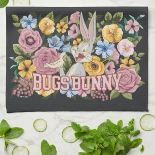 BUGS BUNNY™ Blumenstickerei Grafik Geschirrtuch