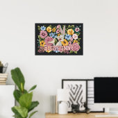 BUGS BUNNY™ Blumenstickerei Grafik Poster (Heimbüro)