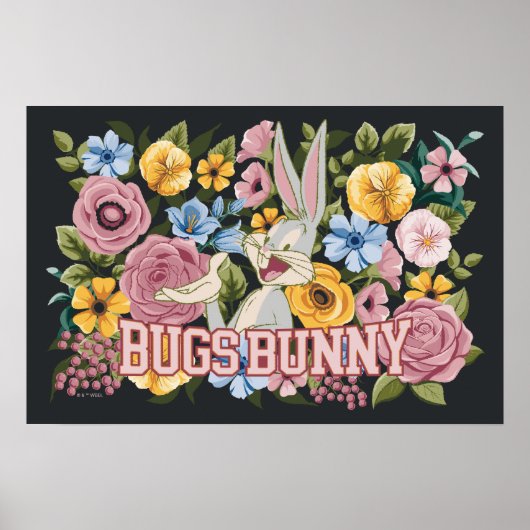 BUGS BUNNY™ Blumenstickerei Grafik Poster (Vorne)