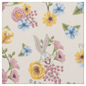BUGS BUNNY™ Blumenstickerei-Muster Stoff (Nahaufnahme)