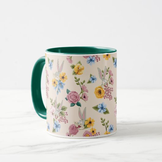 BUGS BUNNY™ Blumenstickereimuster Tasse (Vorderseite Links)