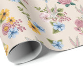 BUGS BUNNY™ Blumenstickmuster Geschenkpapier (Rolleneckpunkt)