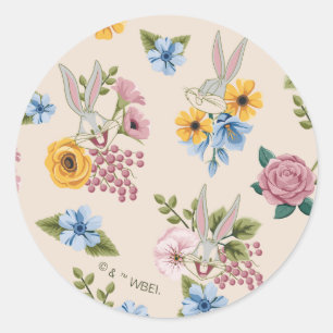 BUGS BUNNY™ Blumenstickmuster Runder Aufkleber
