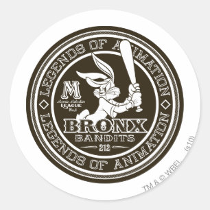 BUGS BUNNY™ Bronx Bomber's Round Logo B/W Runder Aufkleber