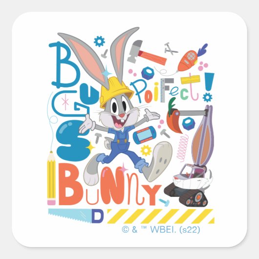 BUGS BUNNY BUILDERS™| BUGS BUNNY™-Arbeitstools Quadratischer Aufkleber (Vorderseite)