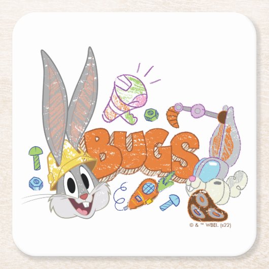 BUGS BUNNY BUILDERS™| BUGS BUNNY™ Sketch Art Rechteckiger Pappuntersetzer (Vorderseite)