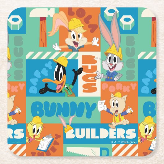 BUGS BUNNY BUILDERS™| Character Grid Pattern Rechteckiger Pappuntersetzer (Vorderseite)