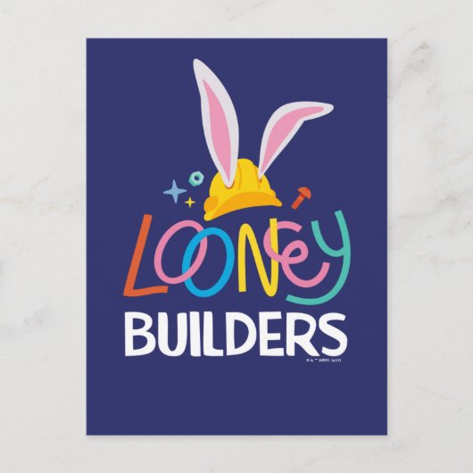 BUGS BUNNY BUILDERS™| Gestapelte Hard-Hat-Logos Postkarte (Vorderseite)