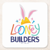 BUGS BUNNY BUILDERS™| Gestapelte Hard-Hat-Logos Rechteckiger Pappuntersetzer (Vorderseite)