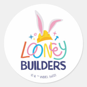 BUGS BUNNY BUILDERS™  Gestapelte Hard-Hat-Logos Runder Aufkleber