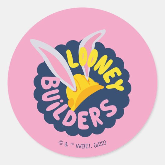 BUGS BUNNY BUILDERS™| Hard Hat Scalloping Logo Runder Aufkleber (Vorderseite)