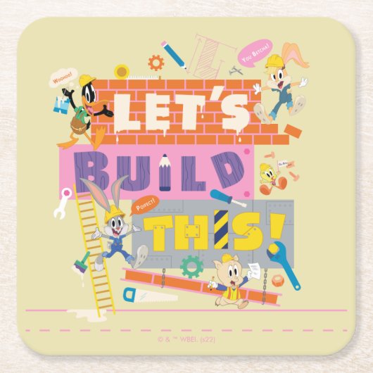 BUGS BUNNY BUILDERS™| "Let's build this"-Arbeitsst Rechteckiger Pappuntersetzer (Vorderseite)