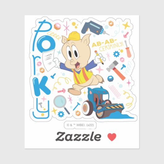 BUGS BUNNY BUILDERS™| Porky Pig Work Tools Aufkleber (Blatt)