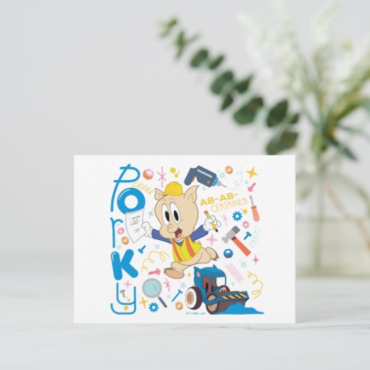BUGS BUNNY BUILDERS™| Porky Pig Work Tools Postkarte (Stehend Vorderseite)