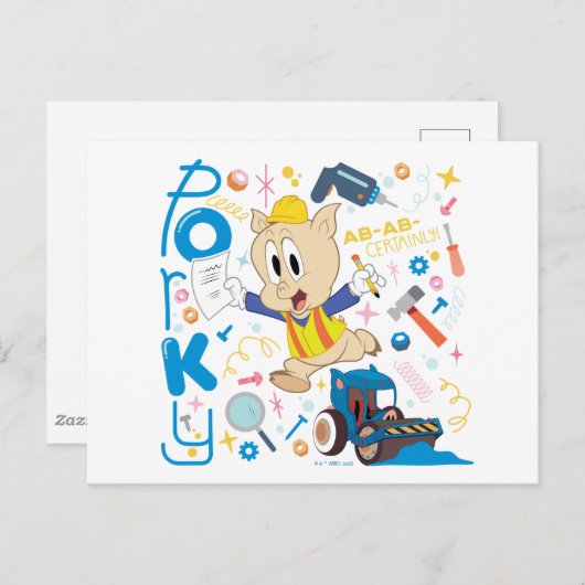 BUGS BUNNY BUILDERS™| Porky Pig Work Tools Postkarte (Vorne/Hinten)