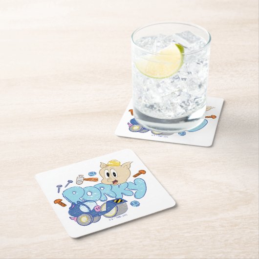 BUGS BUNNY BUILDERS™| Porky Sketch Art Rechteckiger Pappuntersetzer (Vor Ort)