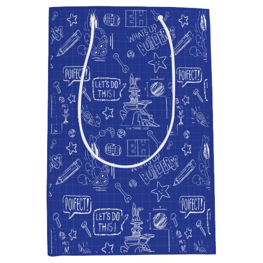 BUGS BUNNY BUILDERS™| Sketch Blueprint Muster Mittlere Geschenktüte (Vorderseite)