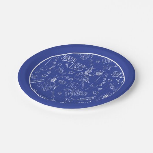 BUGS BUNNY BUILDERS™| Sketch Blueprint Muster Pappteller (Schrägansicht)