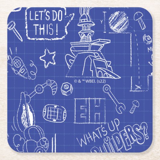 BUGS BUNNY BUILDERS™| Sketch Blueprint Muster Rechteckiger Pappuntersetzer (Vorderseite)