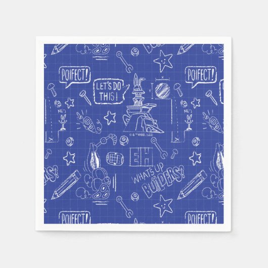 BUGS BUNNY BUILDERS™| Sketch Blueprint Muster Serviette (Vorderseite)