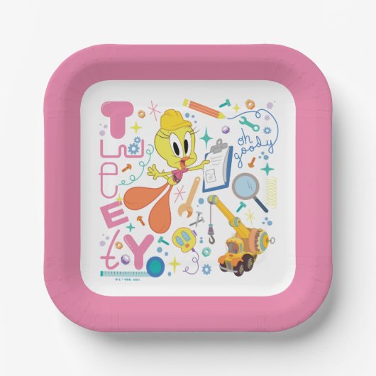 BUGS BUNNY BUILDERS™| TWEETY™-Arbeitstools Pappteller (Vorderseite)