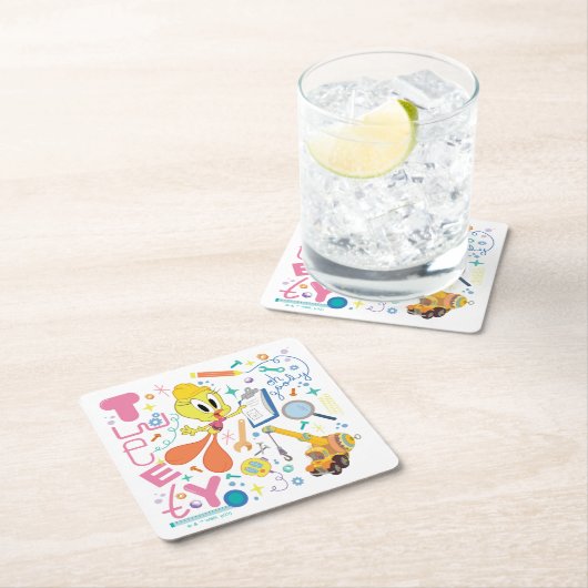 BUGS BUNNY BUILDERS™| TWEETY™-Arbeitstools Rechteckiger Pappuntersetzer (Vor Ort)