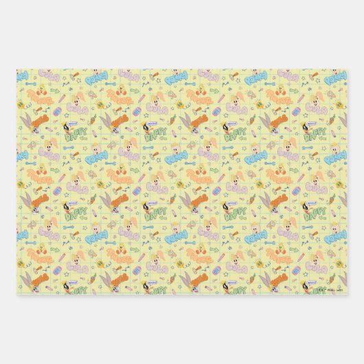 BUGS BUNNY BUILDERS™| Zeichenskizzenmuster Geschenkpapier Set (Vorderseite)