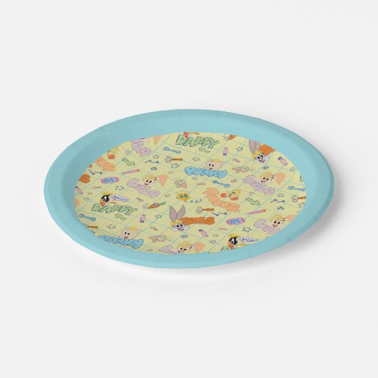BUGS BUNNY BUILDERS™| Zeichenskizzenmuster Pappteller (Schrägansicht)