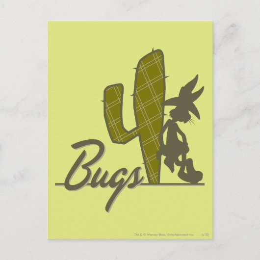 BUGS BUNNY™ Cowboy Leaning on Cactus Postkarte (Vorderseite)