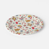 BUGS BUNNY™, DAFFY DUCK™ & Lola Christmas Pattern Pappteller (Schrägansicht)