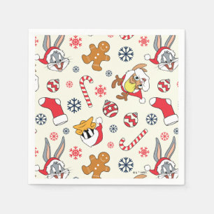 BUGS BUNNY™, DAFFY DUCK™ & Lola Weihnachtsmuster Serviette