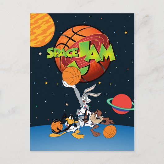 BUGS BUNNY™, DAFFY DUCK™, & TAZ™ SPACE JAM™ Logo Einladungspostkarte (Vorderseite)