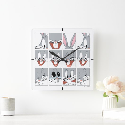 BUGS BUNNY™ Expression Blocks Quadratische Wanduhr (Zuhause)