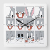 BUGS BUNNY™ Expression Blocks Quadratische Wanduhr (Vorderseite)